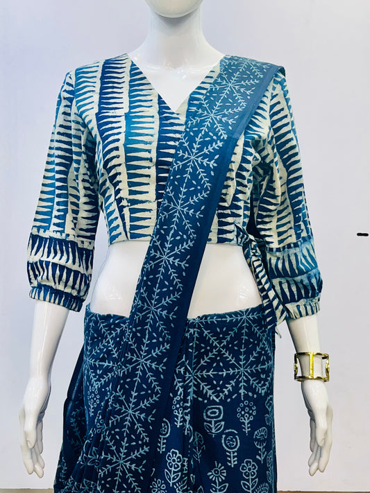 Indigo Wrap Blouse