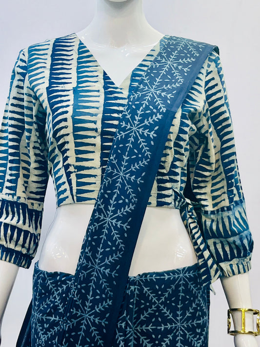 Indigo Wrap Blouse