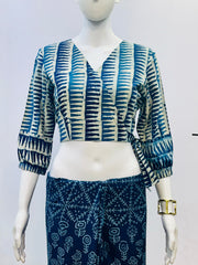 Indigo Wrap Blouse