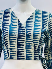 Indigo Wrap Blouse
