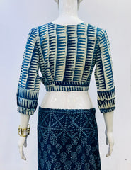 Indigo Wrap Blouse