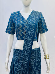 Indigo Wrap Blouse